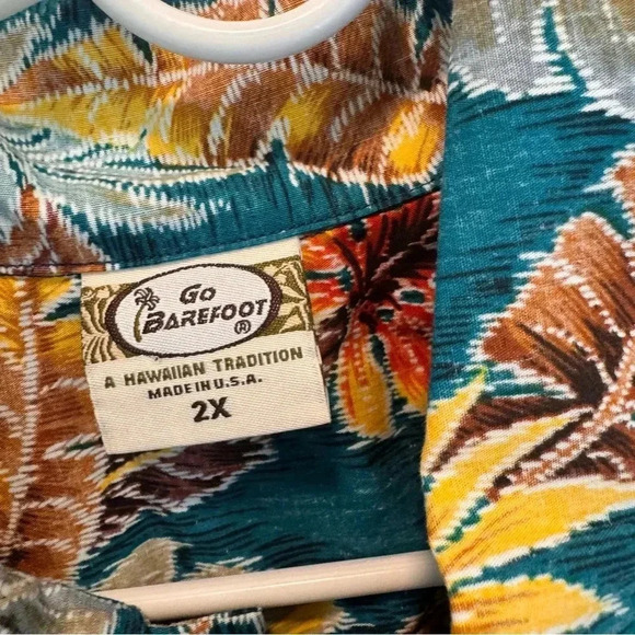 Go‎ Barefoot Men's Island Palms Reverse Aloha Shirt Size 2X - Picture 4 of 12